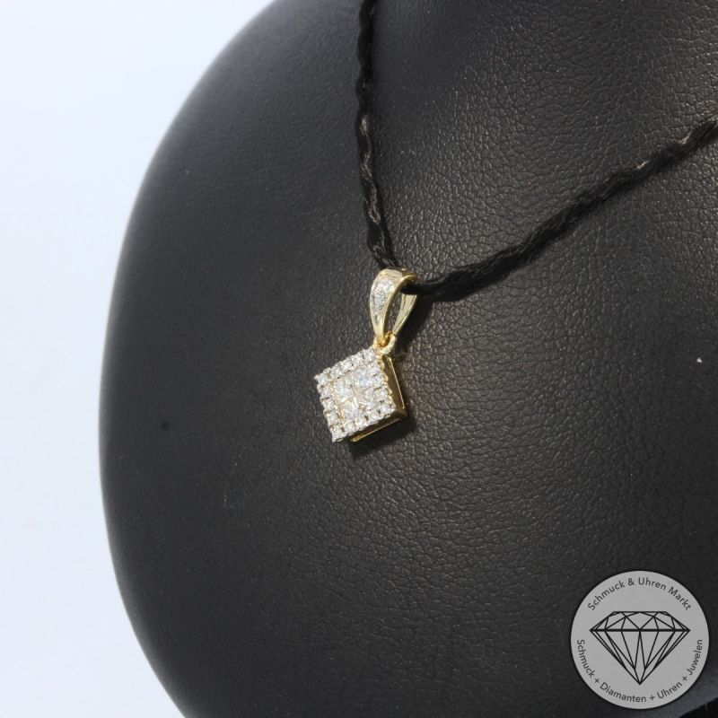 Wert 1280 € Brillant Diamant Anhänger in 585er 14 K Gelbgold - H1937