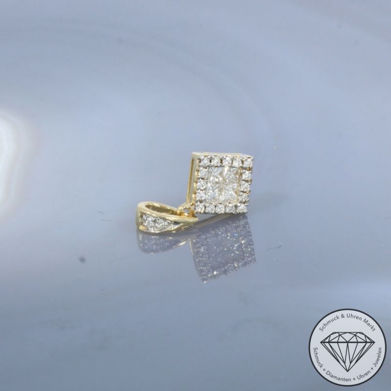 Wert 1280 € Brillant Diamant Anhänger in 585er 14 K Gelbgold - H1937