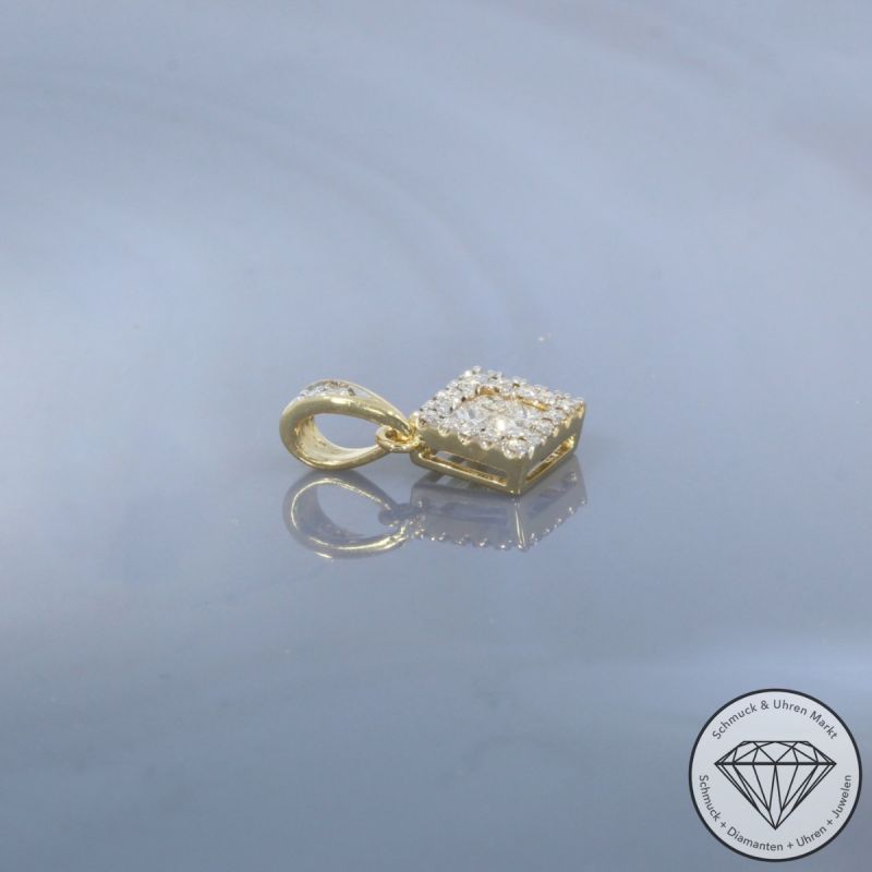 Wert 1280 € Brillant Diamant Anhänger in 585er 14 K Gelbgold - H1937