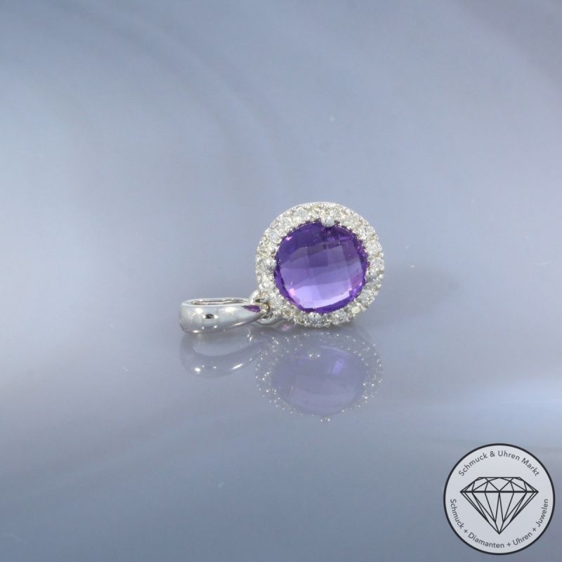 Wert 720 € Brillant Amethyst Anhänger in 585er 14 K Weißgold - H1931