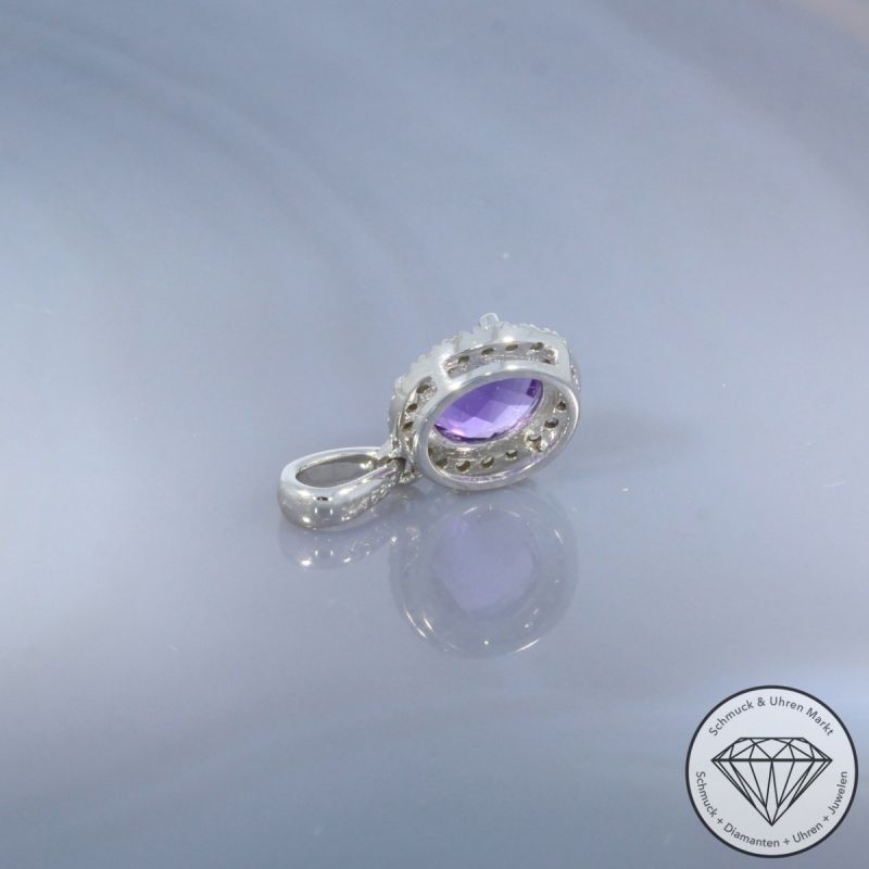 Wert 720 € Brillant Amethyst Anhänger in 585er 14 K Weißgold - H1931