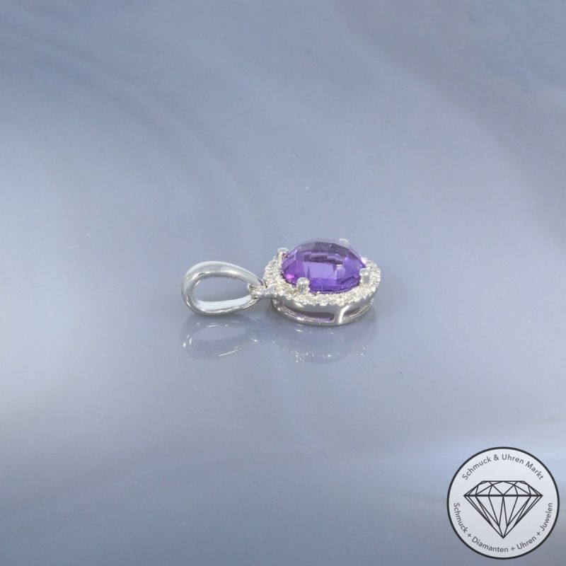 Wert 720 € Brillant Amethyst Anhänger in 585er 14 K Weißgold - H1931