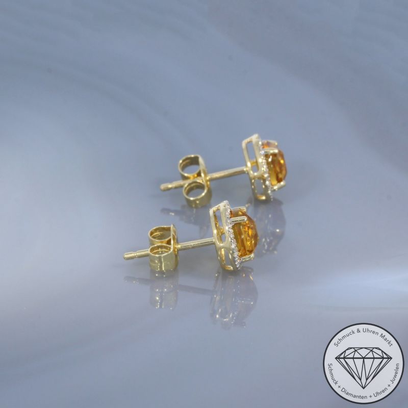 Wert 1390 € Brillant Citrin Ohrstecker in 585er 14 K Gelbgold - H1943