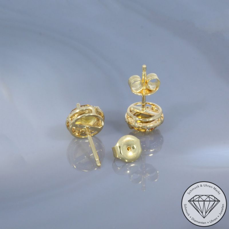 Wert 1390 € Brillant Citrin Ohrstecker in 585er 14 K Gelbgold - H1943
