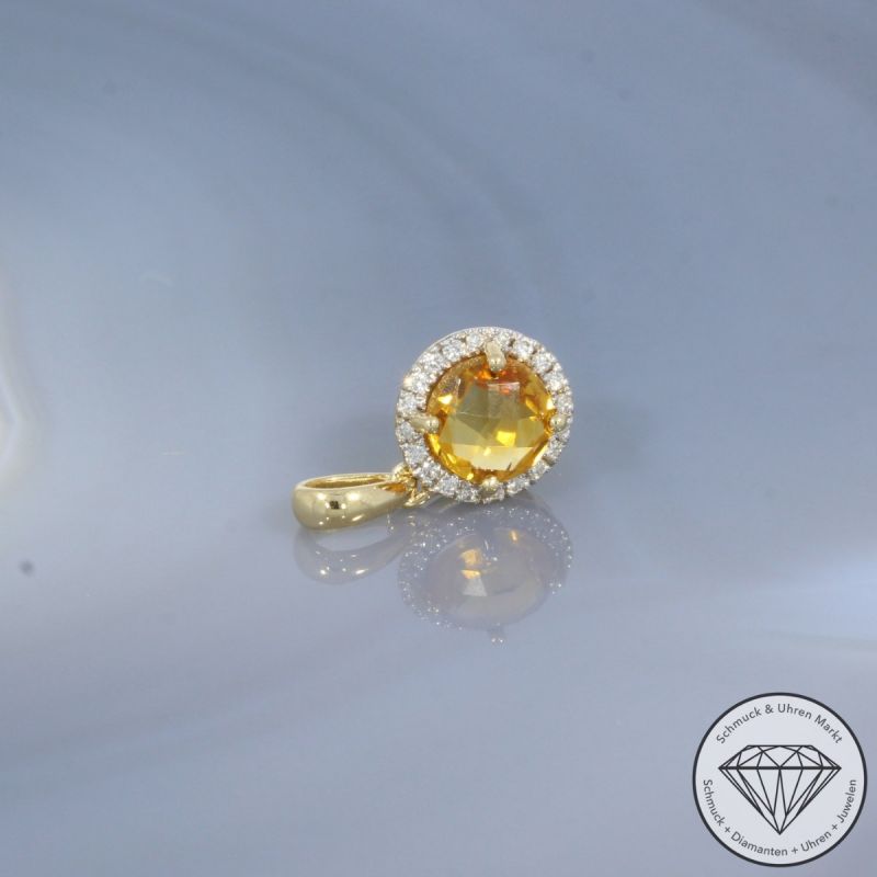 Wert 720 € Brillant Citrin Anhänger in 585er 14 K Gelbgold - H1945