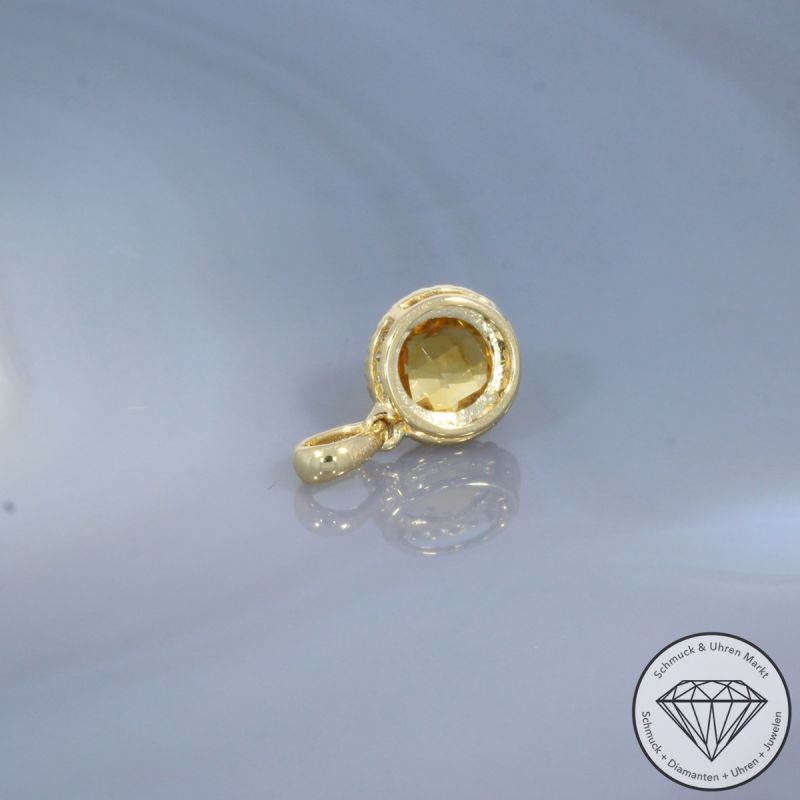 Wert 720 € Brillant Citrin Anhänger in 585er 14 K Gelbgold - H1945