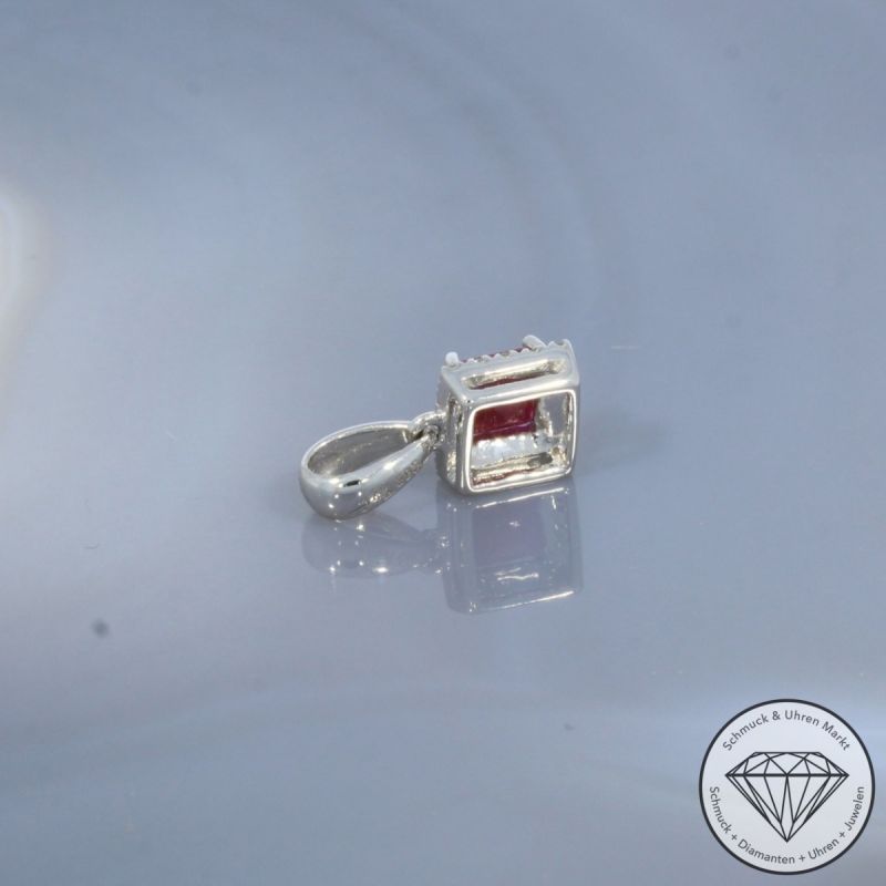 Wert 990 € Brillant Rubin Anhänger in 585er 14 K Weißgold - H1948