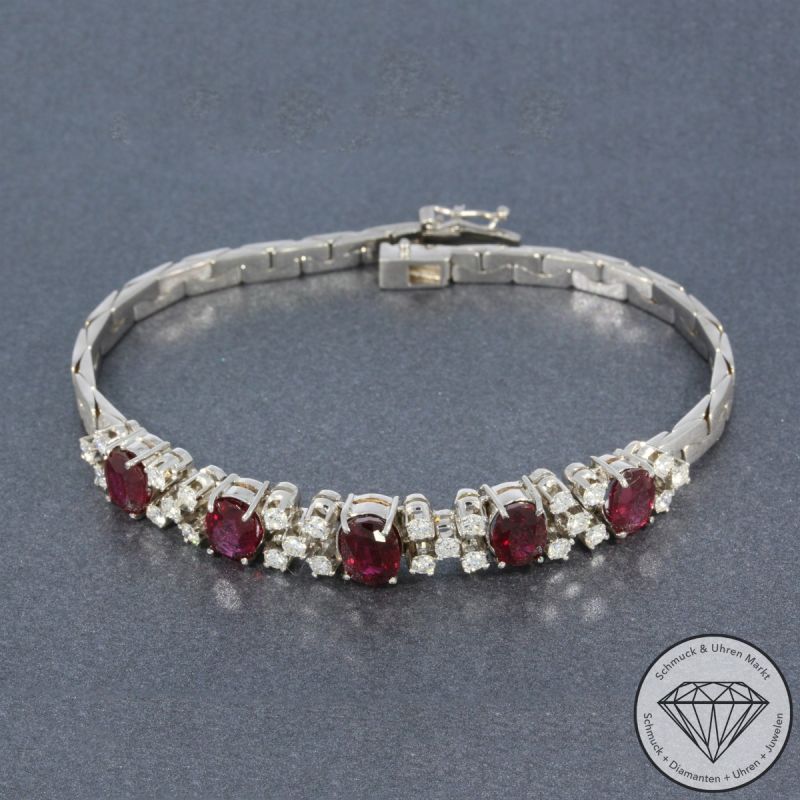 Wert 9650 € Brillant Rubin Armband in 750er 18 K Gelbgold - 104732