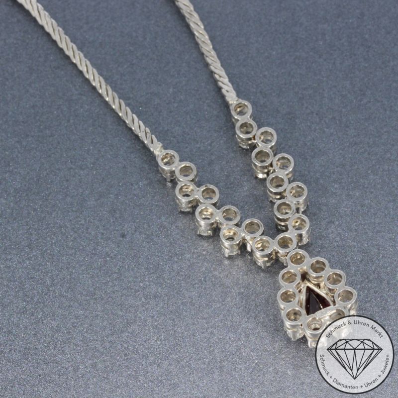 Wert 12690 € Brillant Rubin Collier in 585er 14 K Weißgold - 104734