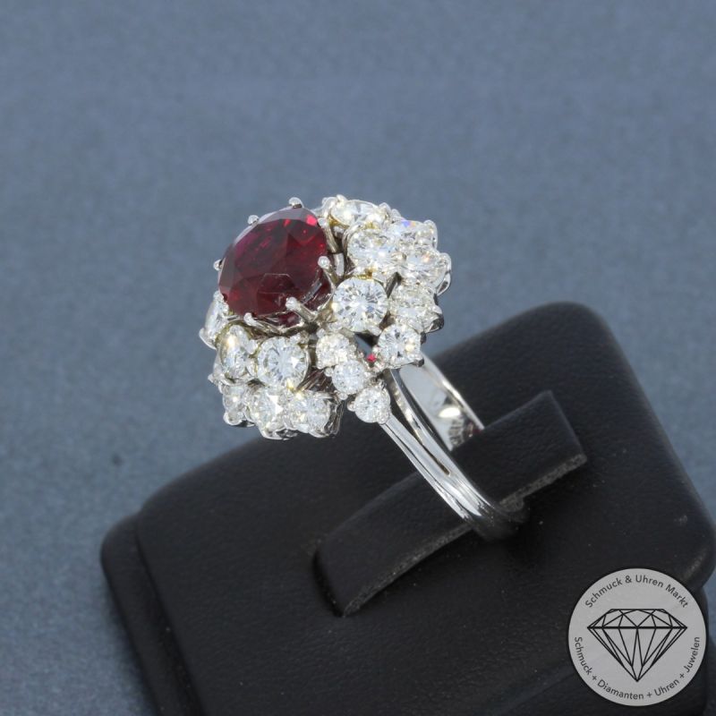 Wert 12050 € Brillant Rubin Ring in 750er 18 K Weißgold - 104736