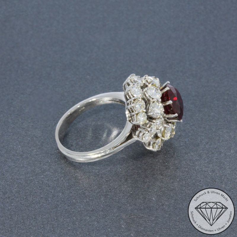 Wert 12050 € Brillant Rubin Ring in 750er 18 K Weißgold - 104736