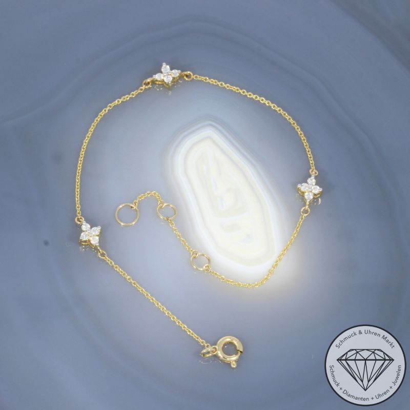 Wert 1430 € Brillant Armband (0,19 carat) in 585er 14 K Gelbgold - H1962