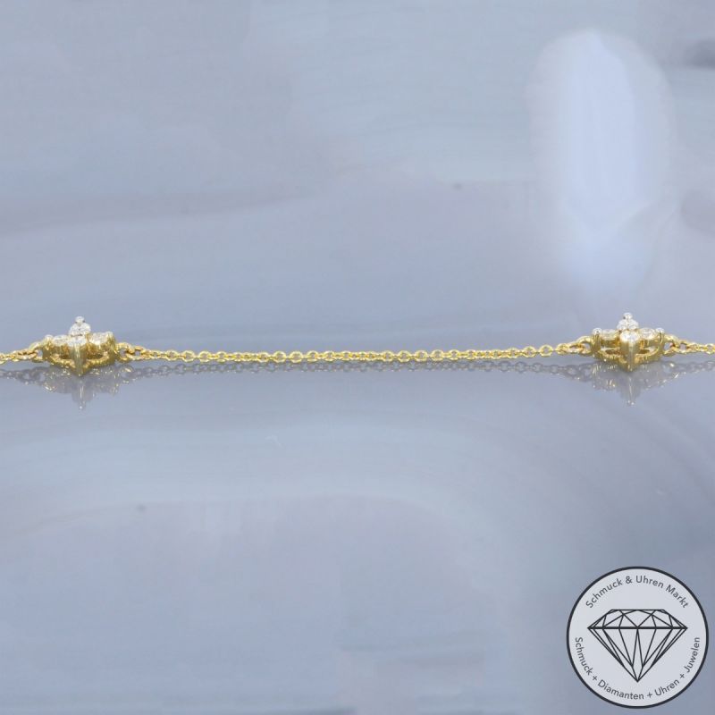 Wert 1430 € Brillant Armband (0,19 carat) in 585er 14 K Gelbgold - H1962