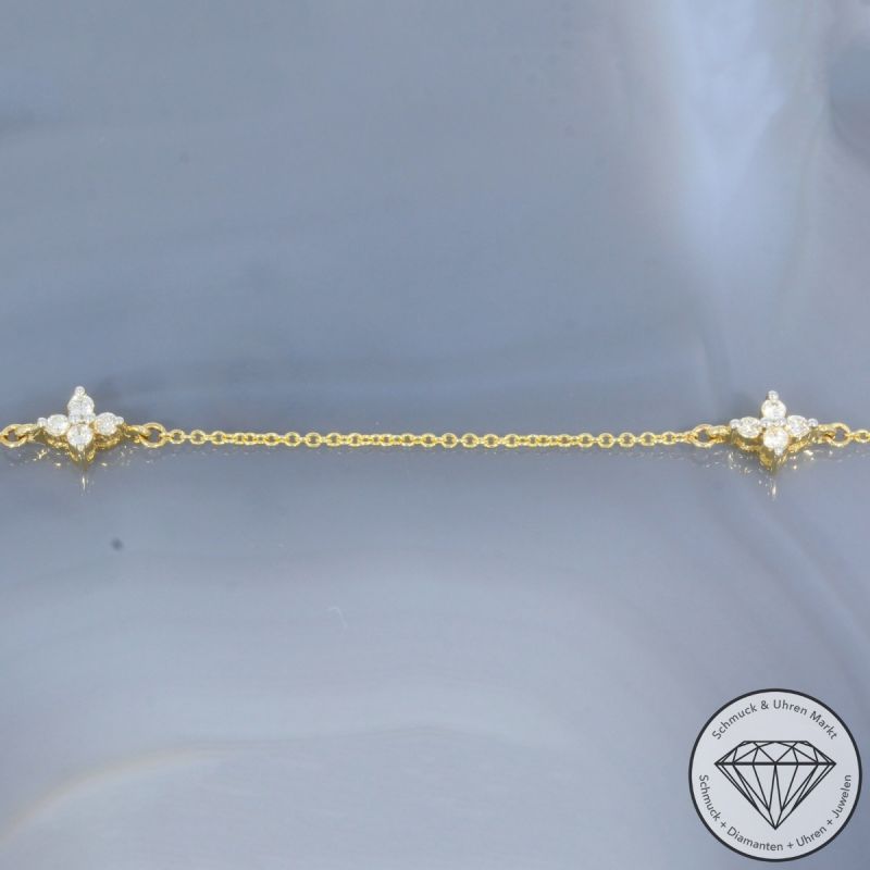 Wert 1430 € Brillant Armband (0,19 carat) in 585er 14 K Gelbgold - H1962