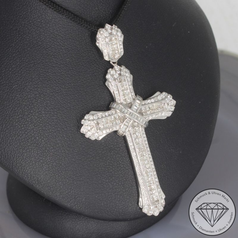Wert 7350 € Brillant Diamant Anhänger Kreuz in 750er 18 K Weißgold - 104755
