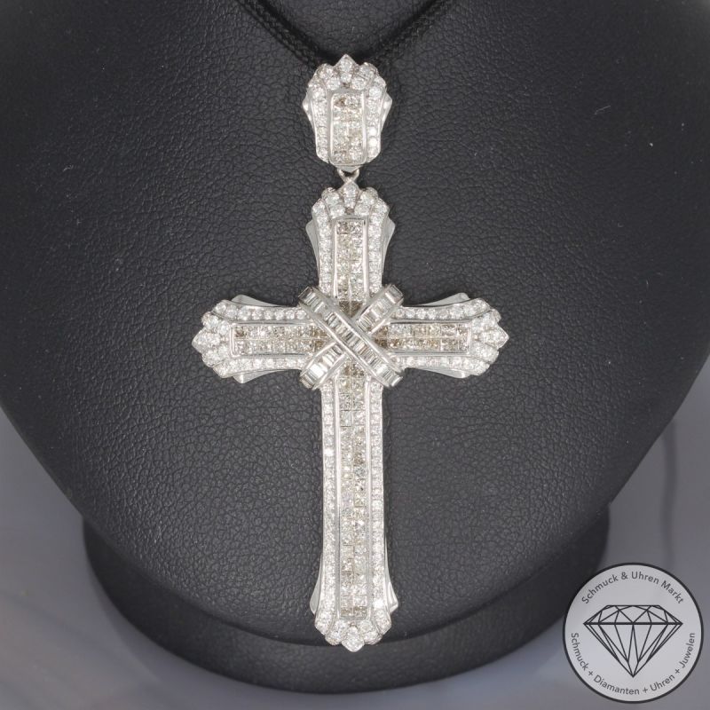 Wert 7350 € Brillant Diamant Anhänger Kreuz in 750er 18 K Weißgold - 104755