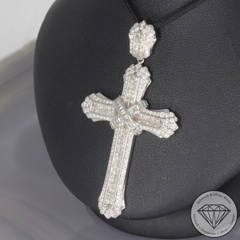 Wert 7350 € Brillant Diamant Anhänger Kreuz in 750er 18 K Weißgold - 104755