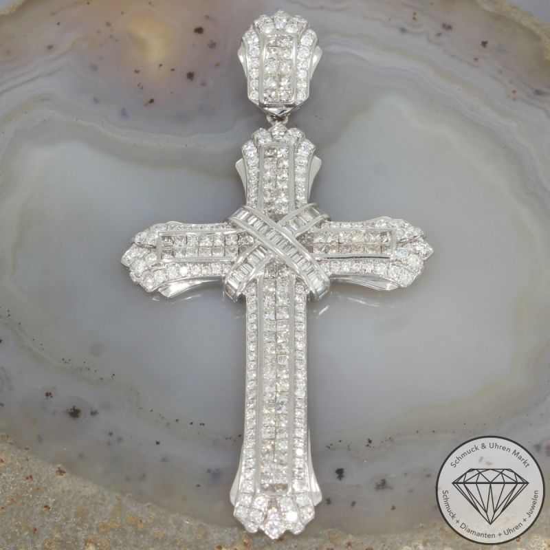 Wert 7350 € Brillant Diamant Anhänger Kreuz in 750er 18 K Weißgold - 104755