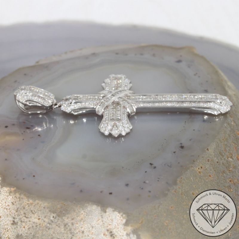 Wert 7350 € Brillant Diamant Anhänger Kreuz in 750er 18 K Weißgold - 104755