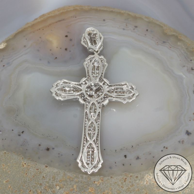 Wert 7350 € Brillant Diamant Anhänger Kreuz in 750er 18 K Weißgold - 104755