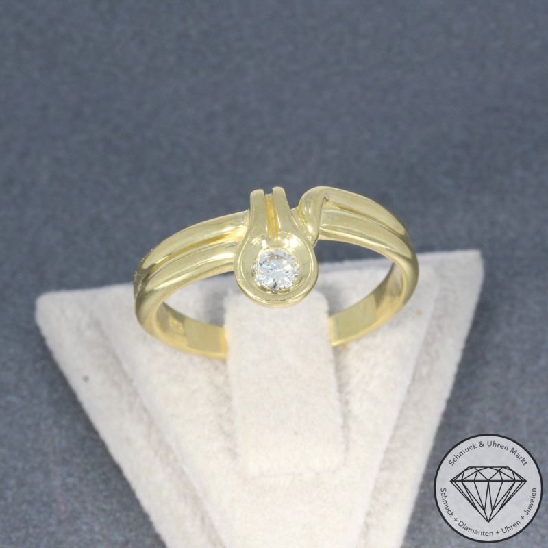 Wert 2400 € Solitär Brillant Ring in 585er 14 K Gelbgold - 104761