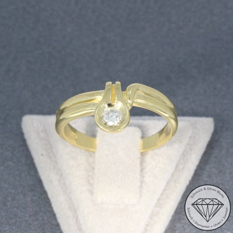 Wert 2400 € Solitär Brillant Ring in 585er 14 K Gelbgold - 104761