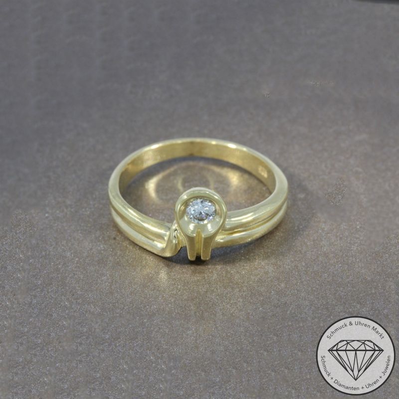 Wert 2400 € Solitär Brillant Ring in 585er 14 K Gelbgold - 104761