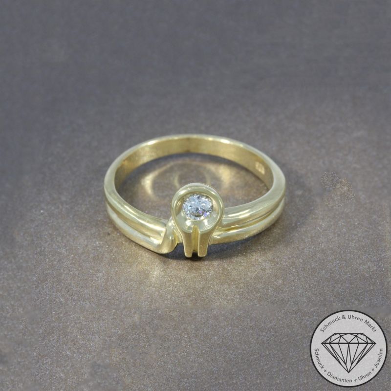 Wert 2400 € Solitär Brillant Ring in 585er 14 K Gelbgold - 104761