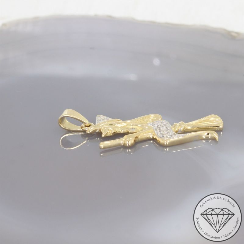 Wert 1990 € Brillant Anhänger Hexe in 750er 18 K Gelbgold - 104769