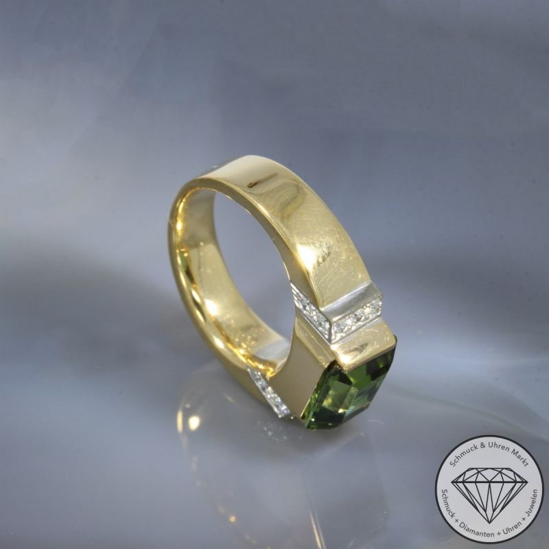 Wert 7850 € Brillant Turmalin Ring in 750er 18 K Gelbgold - 104804