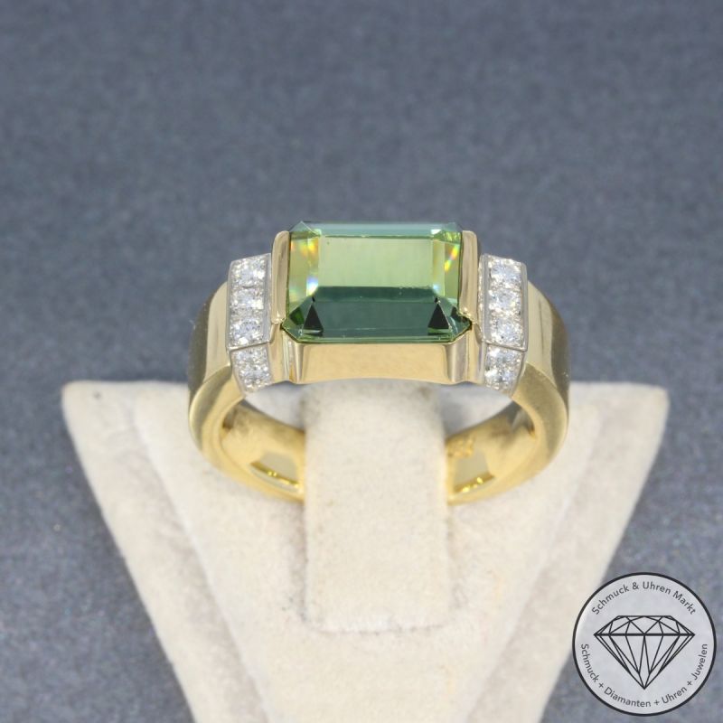 Wert 7850 € Brillant Turmalin Ring in 750er 18 K Gelbgold - 104804