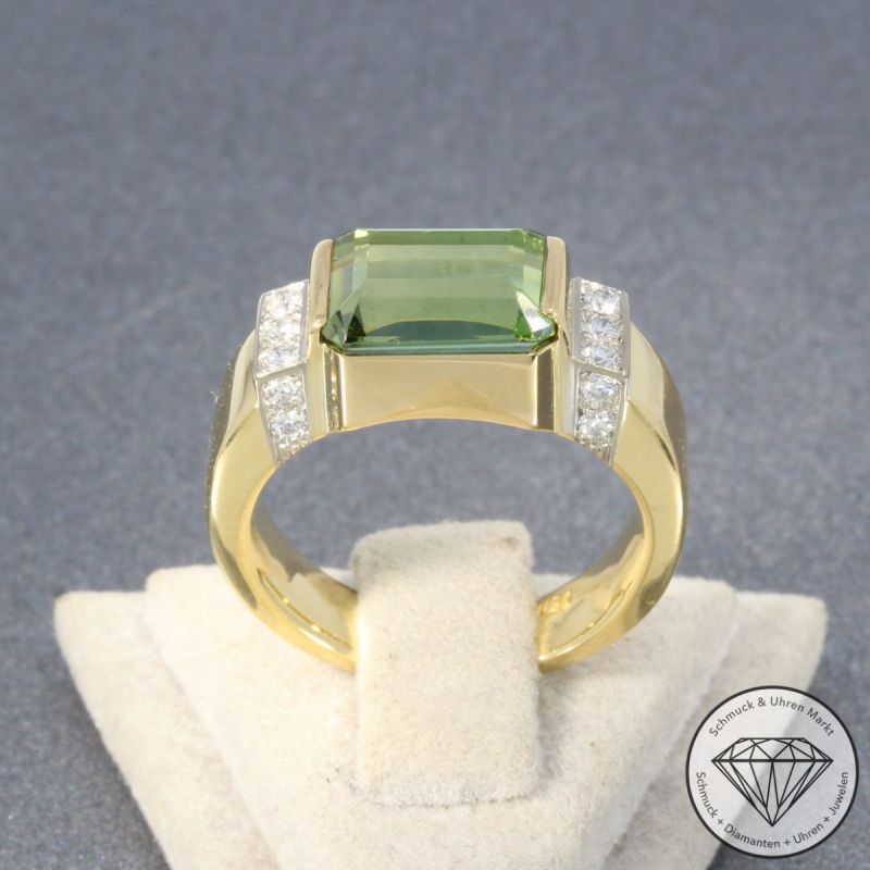 Wert 7850 € Brillant Turmalin Ring in 750er 18 K Gelbgold - 104804