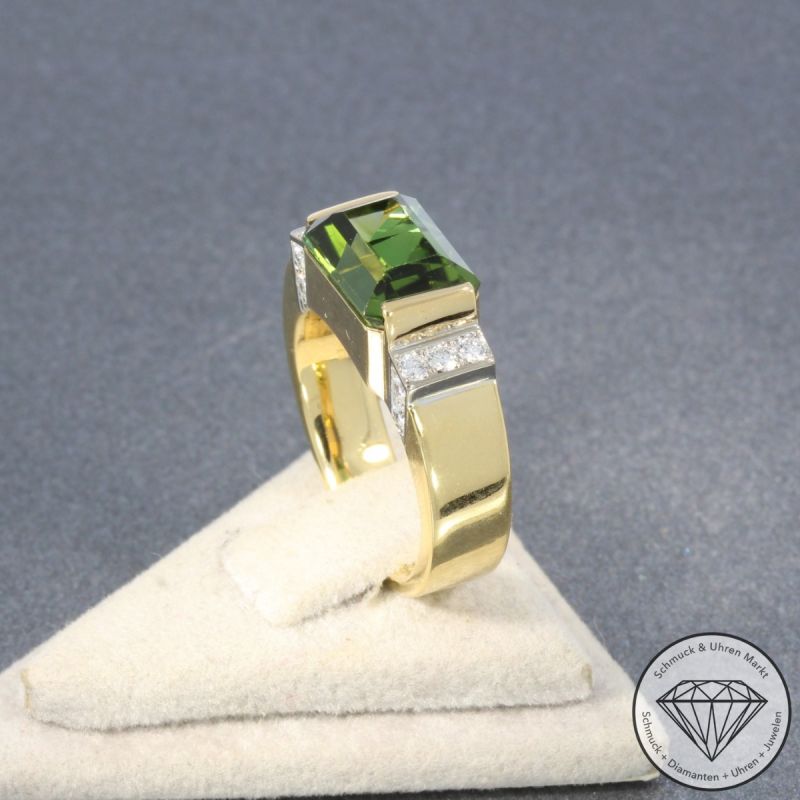 Wert 7850 € Brillant Turmalin Ring in 750er 18 K Gelbgold - 104804