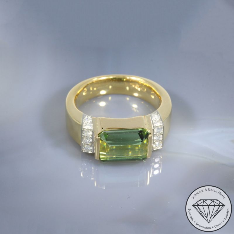 Wert 7850 € Brillant Turmalin Ring in 750er 18 K Gelbgold - 104804