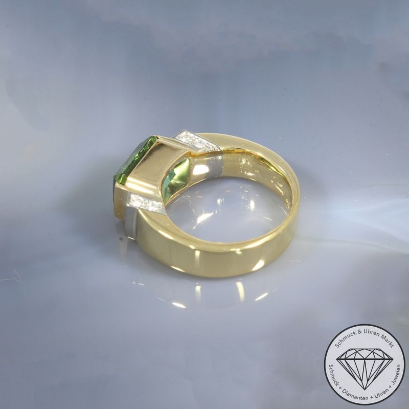 Wert 7850 € Brillant Turmalin Ring in 750er 18 K Gelbgold - 104804