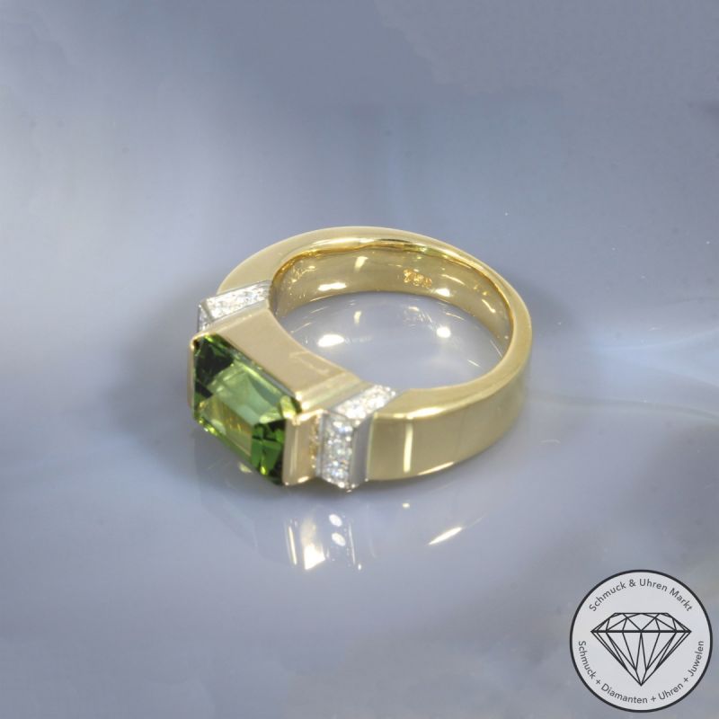Wert 7850 € Brillant Turmalin Ring in 750er 18 K Gelbgold - 104804