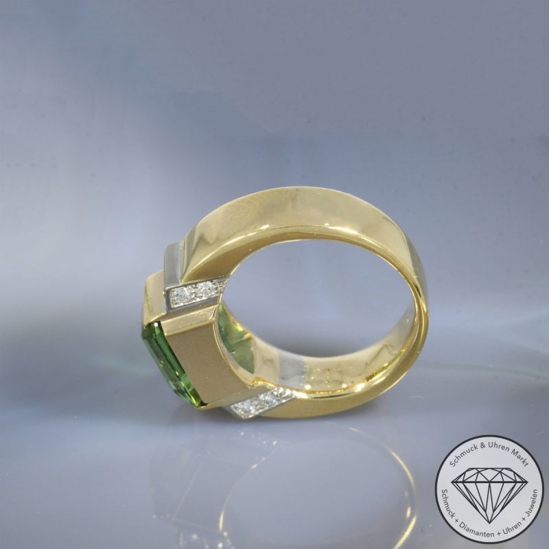 Wert 7850 € Brillant Turmalin Ring in 750er 18 K Gelbgold - 104804