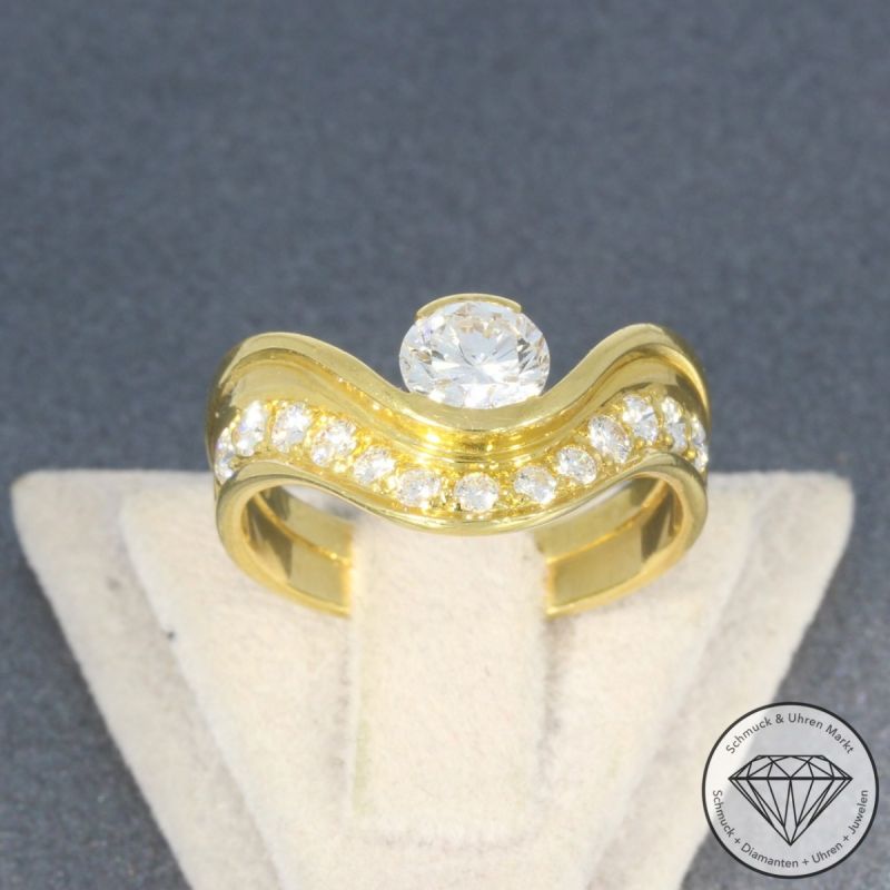 Wert 9290 € Brillant Ring (ca.1,25 carat) in 750er 18 K Gelbgold - 104828