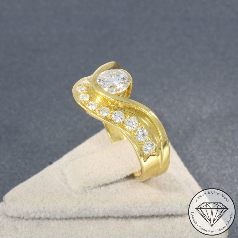 Wert 9290 € Brillant Ring (ca.1,25 carat) in 750er 18 K Gelbgold - 104828