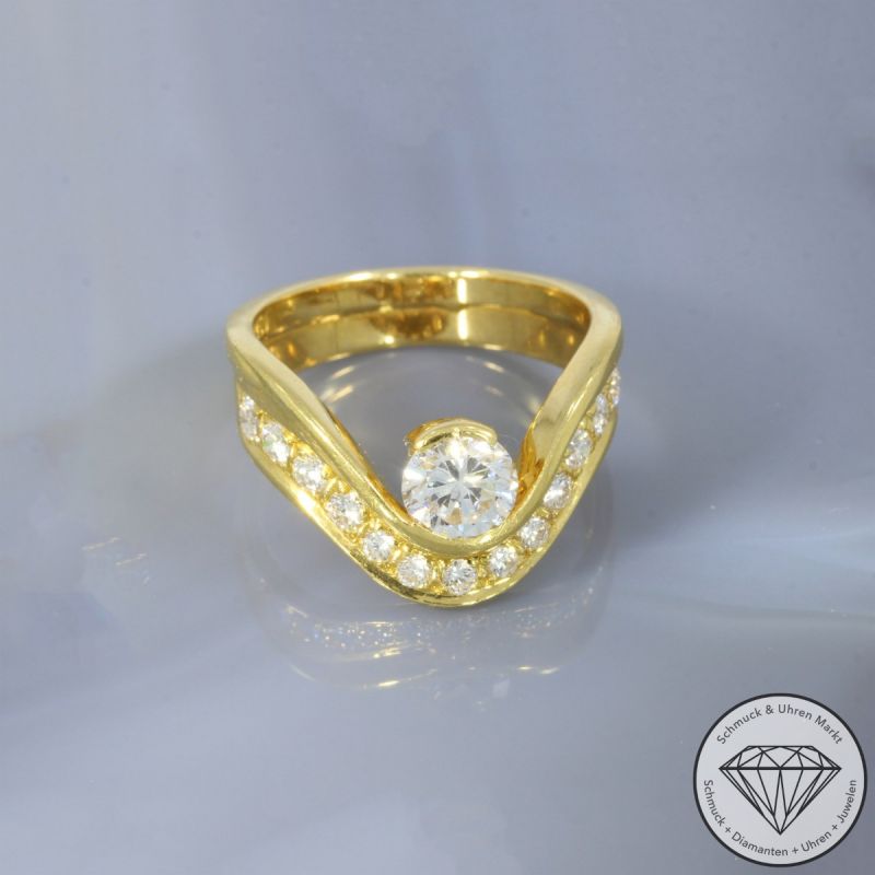 Wert 9290 € Brillant Ring (ca.1,25 carat) in 750er 18 K Gelbgold - 104828