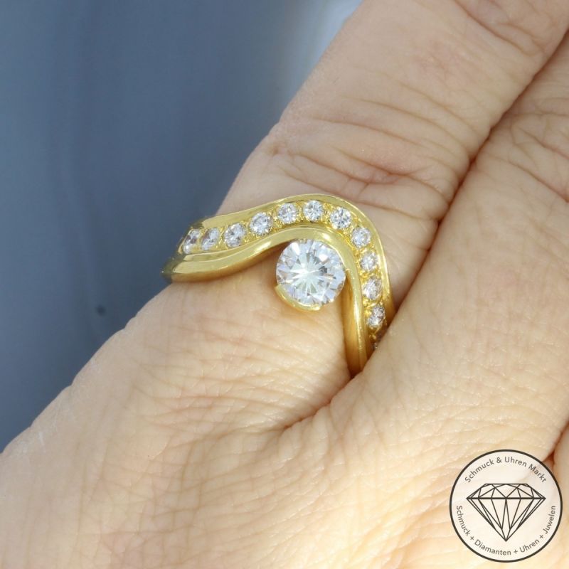 Wert 9290 € Brillant Ring (ca.1,25 carat) in 750er 18 K Gelbgold - 104828