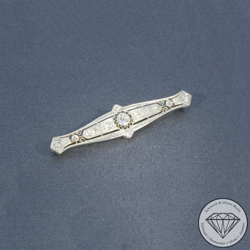 Wert 2790 € Diamant Brosche in 950er Platin & 585er 14 K Gold - 104831