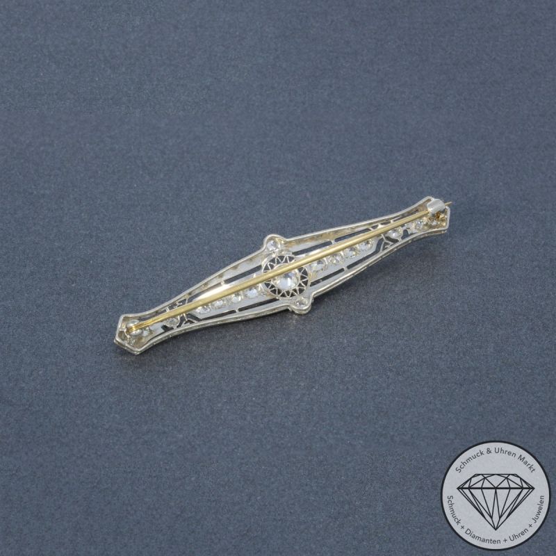 Wert 2790 € Diamant Brosche in 950er Platin & 585er 14 K Gold - 104831
