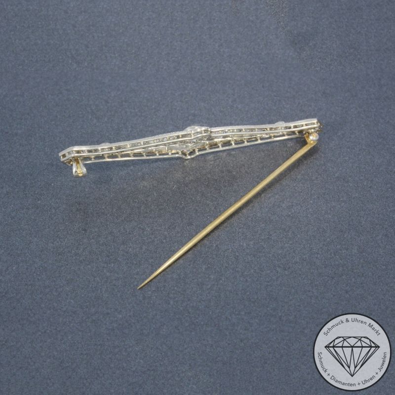 Wert 2790 € Diamant Brosche in 950er Platin & 585er 14 K Gold - 104831