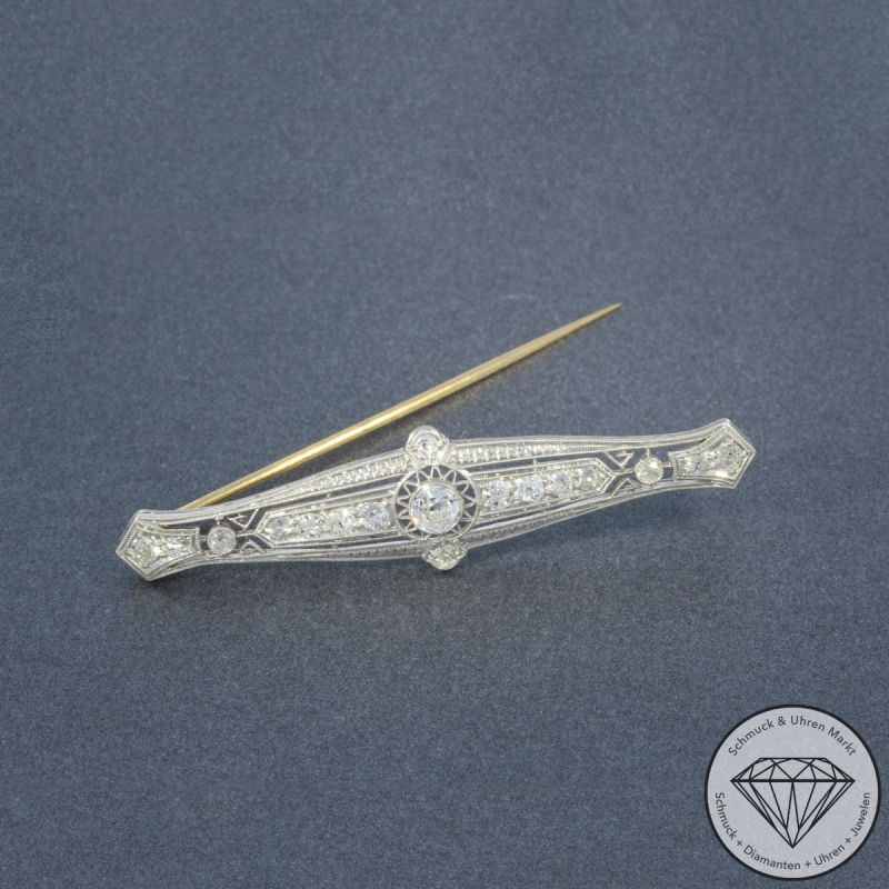 Wert 2790 € Diamant Brosche in 950er Platin & 585er 14 K Gold - 104831