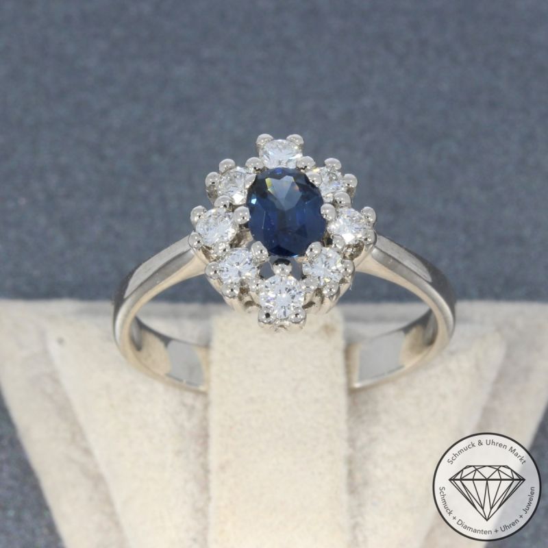Wert 1990 € Brillant Saphir Ring in 585er 14 K Weißgold - 104908
