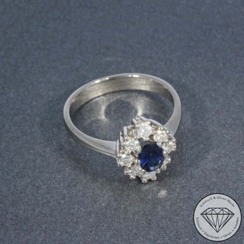 Wert 1990 € Brillant Saphir Ring in 585er 14 K Weißgold - 104908