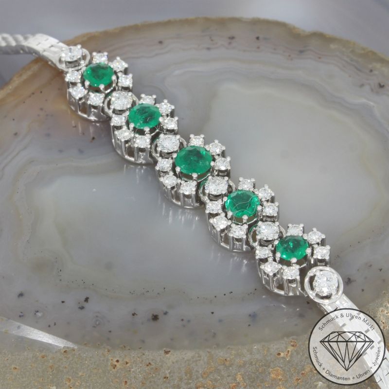 Wert 17190 € Brillant Smaragd Armband in 750er 18 K Weißgold - 104912