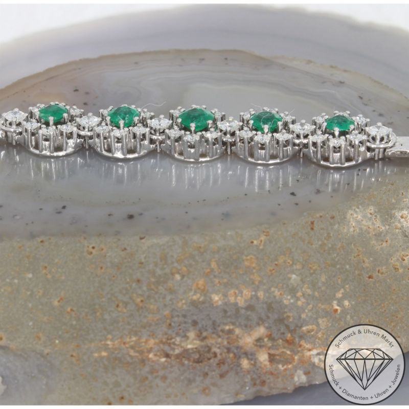 Wert 17190 € Brillant Smaragd Armband in 750er 18 K Weißgold - 104912