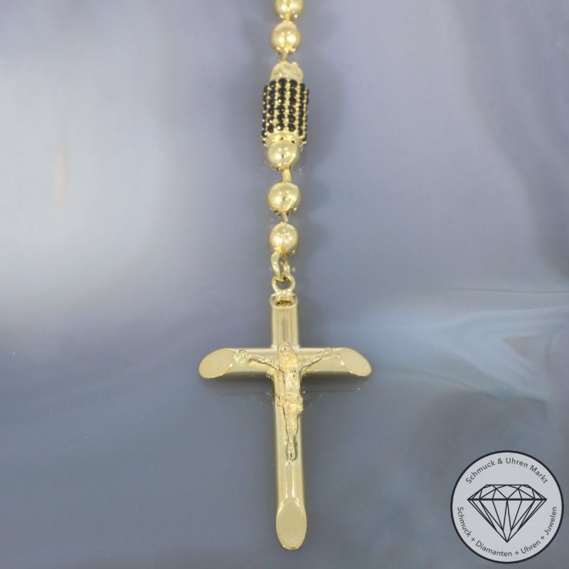 Wert 5500 € Onyx Rosenkranz Kette in 585er 14 K Gelbgold - 105021